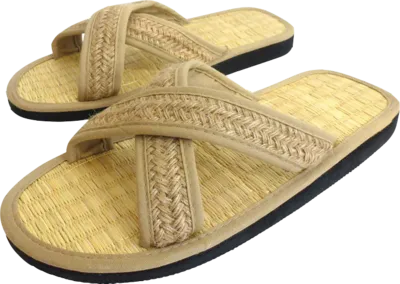 ZIMTLATSCHEN mit Kreuzriemen Gr.41/42 natur 2 St von Spinnrad