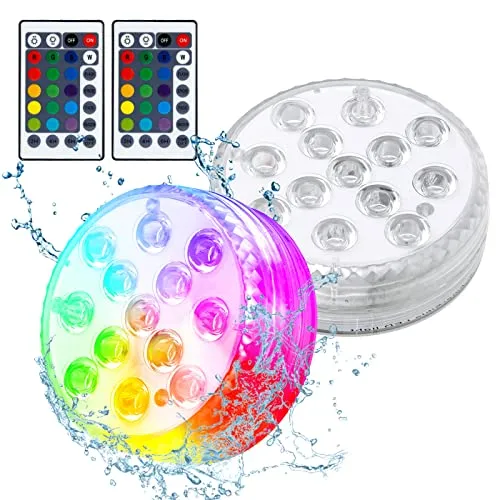 Aoreun Unterwasser LED Licht Set, 2 Stück mit Fernbedienung