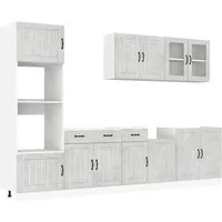 vidaXL 7-tlg. Küchenschrank-Set Lucca Betongrau - Küchenunterschränke mit elegantem Design, viel Stauraum und pflegeleichter Oberfläche für eine optimale Küchenorganisation.