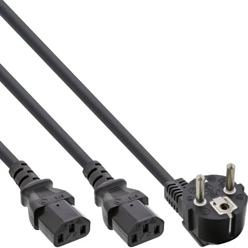 InLine Netz-Y-Kabel, 1x Schutzkontaktstecker zu 2x