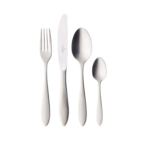 Villeroy & Boch Besteck-Set Arthur gebürstet 24-teilig - Elegantes 24-teiliges Besteckset für 6 Personen aus hochwertigem Edelstahl, pflegeleicht und spülmaschinengeeignet – ideal für festliche Anlässe und den täglichen Gebrauch.