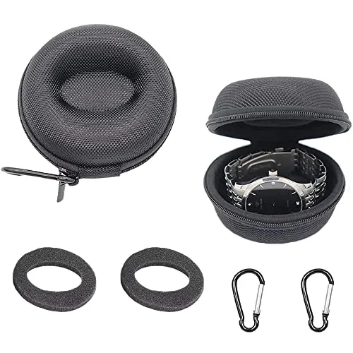 Kalsey 2 Stück Uhrenbox Reisen, Uhr Aufbewahrungskoffer, Runde Uhrenbox, Einzelne Uhrenbox, mit Karabiner und Weich Gefilzter Innenseite, für Lager Uhren, Smartwatches, Kopfhöre, Halskette, Armband