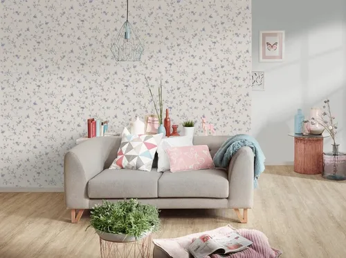ROMANTISCHE BLUMEN-TAPETE | Ländlich – Creme Grau Blau – A.S. Création