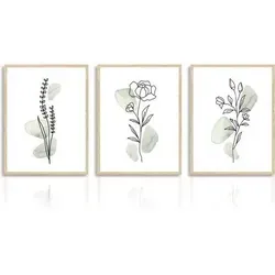 Abstrakte Botanische Wandbilder Minimalistisch Salbei Grün 30x40cm 3er Set - NymphFable Boho Leinwandbilder in Salbei Grün – Ideale Deko für Wohnzimmer, Schlafzimmer und mehr. Hochwertige Drucke im 30x40 cm Format, einfach aufzuhängen und pflegeleicht. Perfekt als Geschenk für verschiedene Anlässe.