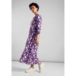 Street One Damen Tunika Kleid mit Print - Freizeitkleider für Damen - Luftiges Midikleid aus Baumwolle mit geschlitztem Rundhals und 3/4-Ärmeln, ideal für entspannte Tage.