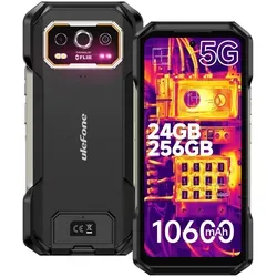 Ulefone Armor 27T Pro+ Outdoor Smartphone 5G Android 15 Handy 24GB+256GB/SD-2TB 10600mAh/33W, 6.78'' FHD+ 120Hz mit Wärmebildkamera, 64MP/GPS/NFC/OTG - Schwarz