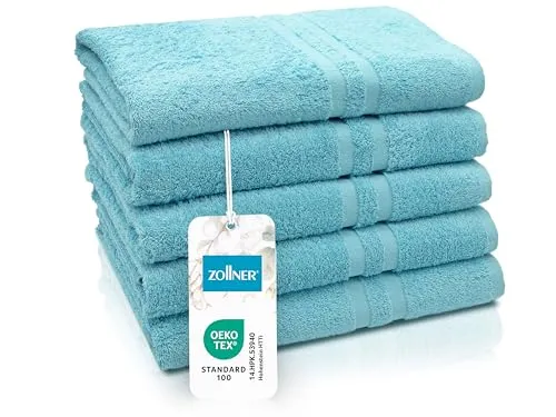 ZOLLNER 5er Set Duschtücher 70x140 cm in türkis von Zollner