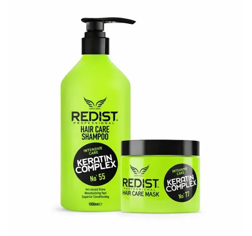 Redist Haarpflege-Set Keratin - Shampoo 1000ml + Haarkur 475ml, 2-teiliges Set - Intensive Haarpflege für geschädigtes Haar: Das Keratin Shampoo und die Haarkur bieten Feuchtigkeit und Geschmeidigkeit. Für ein glänzendes, gesund aussehendes Haar ohne Parabene oder Sulfate.