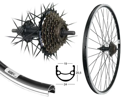 Zoll Hinterrad Laufrad 28 Zoll Schwarz mit Shimano Zahnkranz