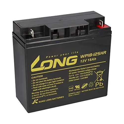 Kung Long WP18-12SHR Akku 12V 18Ah - Hochleistungs-Bleiakku mit M5 Flachpol Schraubanschluss, ideal für verschiedene Anwendungen und zuverlässige Energieversorgung.