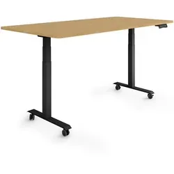 ESMART EZX-132BBA Ergonomischer Steh-Sitz-Schreibtisch 160x80cm - Höhenverstellbarer Schreibtisch auf Rollen mit elegantem Design. Ideal für flexibles Arbeiten durch stufenlose Anpassung von 65,5 cm bis 130,5 cm. Integrierte Aktivitätserinnerung fördert einen gesunden Arbeitsplatz.