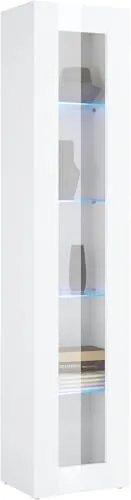 möbelando Vitrine >Benevent< Moderne Vitrine, aus melaminharzbeschichteter Spanplatte, in Weiß Hochglanz, mit 1 Glastür, 4 Glaseinlegeböden