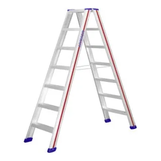 Hymer Stufenstehleiter 2x8 Stufen - Beidseitig begehbar - Leiter für sicheres Arbeiten, ergonomische 80 mm Stufen und hohe Stabilität durch robustes D-Holm-Konzept. Ideal für professionelle Anwendungen.