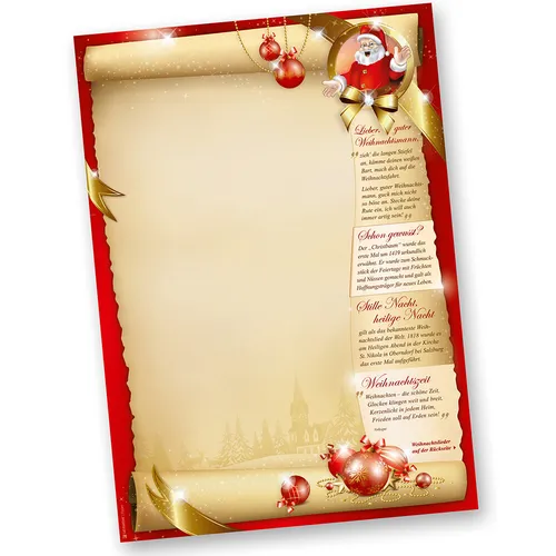 Weihnachtsbriefpapier SANTA beidseitig 50 Blatt Briefpapier Weihnachten