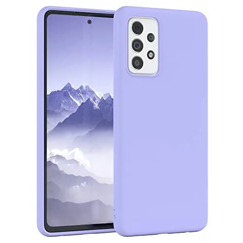 EAZY CASE Premium Silikon Handyhülle kompatibel mit Galaxy A72 Slimcover mit Kameraschutz und Innenfutter, Silikonhülle, Schutzhülle, Bumper, Handy Case, Hülle, Softcase, Lavendel Lila