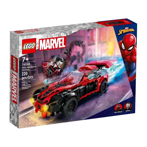LEGO Marvel Miles Morales vs. Morbius Set - Motorfahrzeugspielset für Kinder mit baubarem Spider-Man Rennwagen, inklusive Miles Morales und Morbius Minifiguren sowie coolen Funktionen wie Bolzenschützen und einem großen Booster-Element.