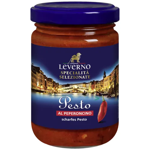Leverno Pesto Al Peperoncino scharfes Pesto 130g Glas von Leverno