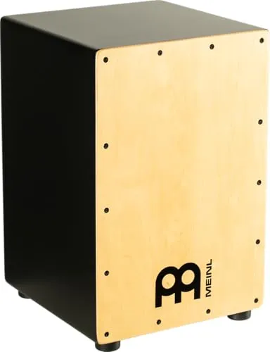 Meinl Percussion Headliner Cajon Instrument - Kompakte Trommelkiste mit zwei Snare-Teppichen - Schlagfläche Ahorn (MCAJ100BK-MA)