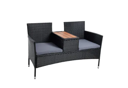 ESTEXO Polyrattan Gartenbank 2-Sitzer - Wetterfeste Polyrattan Sitzbank für 2 Personen mit stabilem Stahlgestell und bequemen Sitzkissen, ideal für Garten und Balkon.