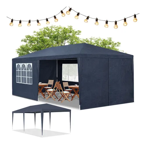 Juskys Partyzelt 3x6 m in Blau - Pavillon für Outdoor-Events, idealer Sonnenschutz mit 18 m² Grundfläche für unvergessliche Feiern, Geburtstage oder Grillabende.