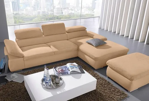 sit&more Ecksofa Valantine L-Form, B: 286 cm, mit Arm- & Kopfteilverstellung, optional mit Bettfunktion