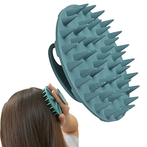 INNERNEED Scalp Massager Shampoo Bürste, Nass & Trocken Manuelle Kopfpflege Kopfschrubber Haarwäsche, Weiche Silikonborsten, für Haarwachstum, Schuppen Entfernung (Dunkelgrün)