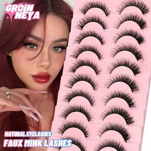 Paar 3D Künstliche Falsche Wimpern,natürlich Wimpern Set,Fake Eyelashes Damen 10