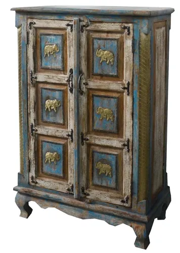 Massivholz Beistellschrank im Vintage Look