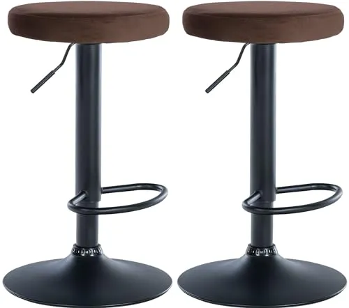CLP 2er Set Barhocker Ponte Samt - Höhenverstellbar & Drehbar, Braun - Moderne Barhocker Ponte im 2er Set mit hochwertigem Samtbezug. Stufenlos höhenverstellbar und 360° drehbar für optimalen Komfort, ideal für jede Küche oder Bar.