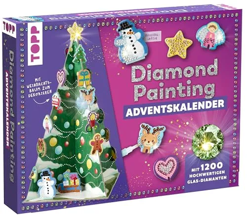 Weihnachtszauber - Diamond-Painting-Adventskalender mit 24 Baumanhängern - Dekorative Adventskalender, kreative DIY-Idee mit allem Material und Werkzeug für 24 funkelnde Baumanhänger zur festlichen Gestaltung.