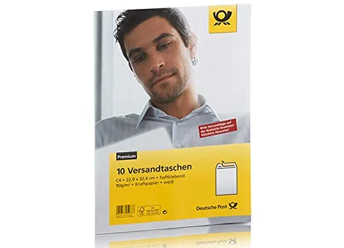 Deutsche Post 10 Versandtaschen C4 weiß haftklebend ohne Fenster