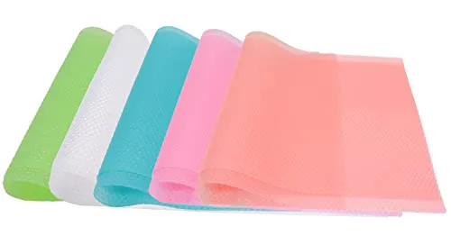 Panngu 10er Antibakterielle Kühlschrankmatten für die Einlegeböden des Kühlschranks, abwaschbar und DIY zuschneidbar Kühlschrankeinlagen, Schubladenmatte - 5 Farben Platzsets