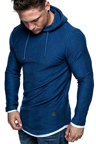Amaci&Sons Herren 2in1 Oversize Kapuzenpullover Hoodie Sweater Sweatjacke Pullover Sweatshirt 4014 Blau M