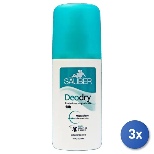 3X Sauber Deodorante Vapo Deodry 75 Ml Weiß