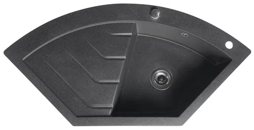 Eckspüle mit Abtropffläche 114x57,5 cm, schwarz