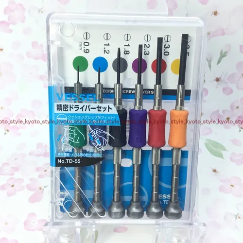 VESSEL TD-55 Präzision Schraubendreher Set Minus 6 Größe Eingetreten 09210 Japan