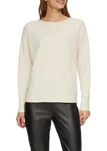 s.Oliver Strukturierter Longpullover mit Fledermausärmeln - Pullover in beige, aus 72% Viskose für hohen Tragekomfort, ideal für lässige Looks und gemütliche Tage.
