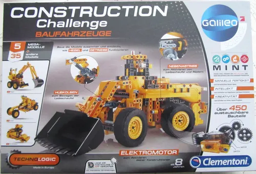 Clementoni 59030 Galileo Construction Challenge Baufahrzeuge Konstruktionskasten