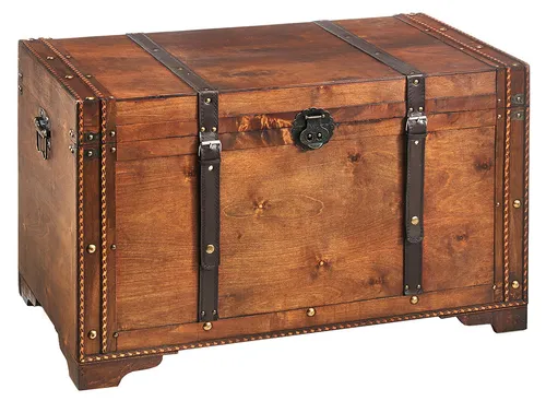 Kobolo Holztruhe KEEPER 80x45x50 cm mit Metalldetails - Die Kobolo KEEPER Holztruhe vereint nostalgischen Charme mit modernem Design. Ideal für stilvolle Aufbewahrung von Decken und persönlichen Schätzen – ein einzigartiges Möbelstück für jeden Einrichtungsstil.