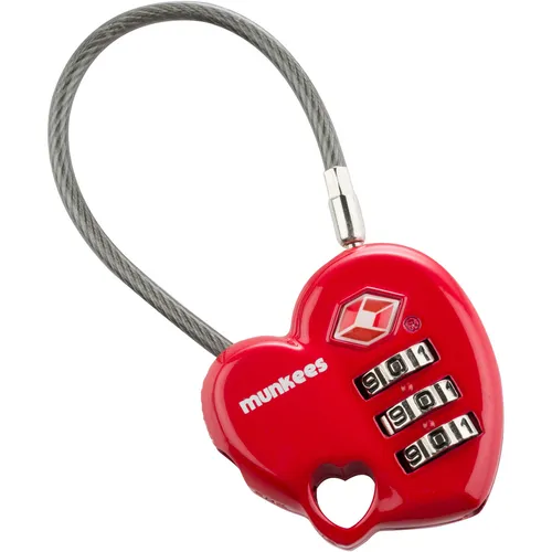 Munkees TSA Herz-Zahlenschloss (Größe One Size, rot)