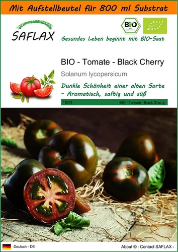 SAFLAX Gemüsesamen SAFLAX - Garden in the bag - BIO - Tomate - Black Cherry