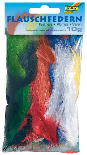 FOLIA FLAUSCHFEDERN FLAUSCH FEDERN BUNT 10 g PACKUNG 100g/26,90€ NEU