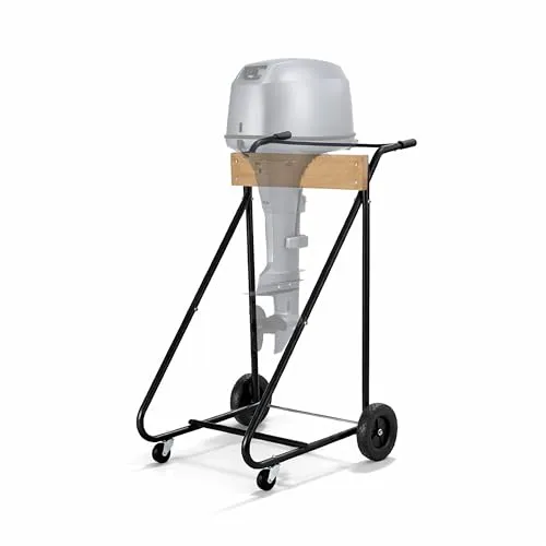 Relaxdays Außenborder Ständer aus Stahl und Holz, hellbraun und schwarz - Optimaler Ständer für Außenbordmotoren: Robuste Konstruktion aus Stahl und Holz für sicheren Transport und Lagerung. Ergonomische Höhe und praktische Lenkrollen sorgen für mühelosen Transport und Wartung.
