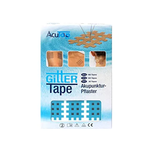 AcuTop Typ A, Gitter Tape, Blau - 180 Tapes, Akupunktur Pflaster, Gitterpflaster
