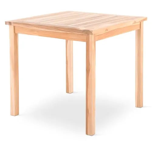 Massiver Teak Holz Gartentisch - 80 x 80 cm quadratisch, wetterfest - Beistelltisch aus massivem Teakholz, witterungsbeständig und stabil. Ideal für Garten, Balkon und Terrasse, bietet ausreichend Platz und lässt sich vielseitig kombinieren.