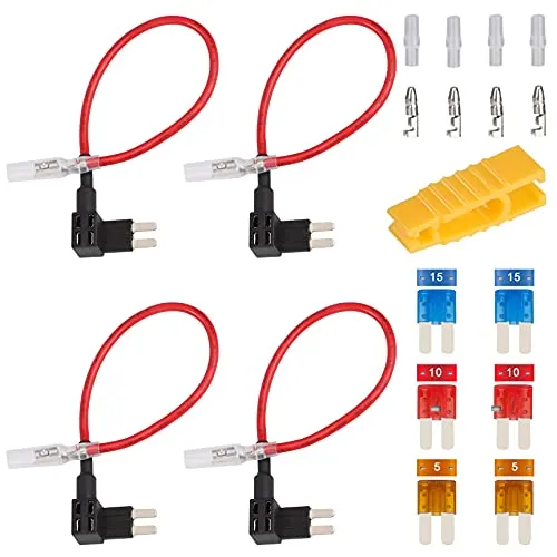 QIMEI-SHOP Autosicherungen Stromdieb Stecksicherung Verteiler Micro 2 Add-a-Circuit Piggy Back Sicherungshalter Flachsicherungsadapter mit 6pcs Sicherung 5/10/15A