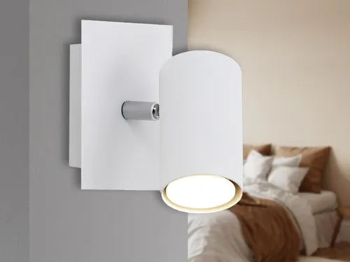 LED Wandleuchte mit schwenkbarem Spot - dimmbarer Strahler für Innen Metall weiß