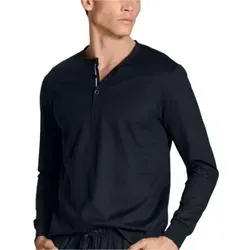 CALIDA Herren Langarm T-Shirt - Blau - Bequemes T-Shirt aus 100% Baumwolle, ideal für Freizeit und Alltag, Größe L.