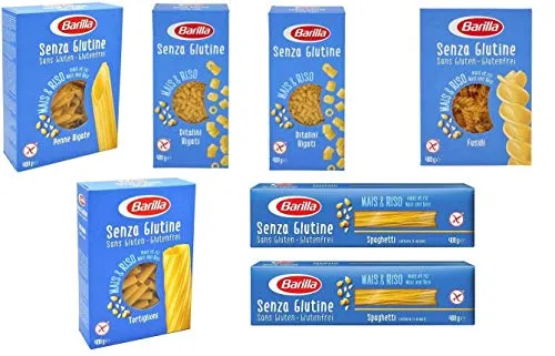 Barilla Senza Glutine Sortiment 1 x Fusilli- 2 x Ditalini Rigati 1 x Penne Rigate 1x Tortiglioni 2x Spaghetti je 400g = 2800g