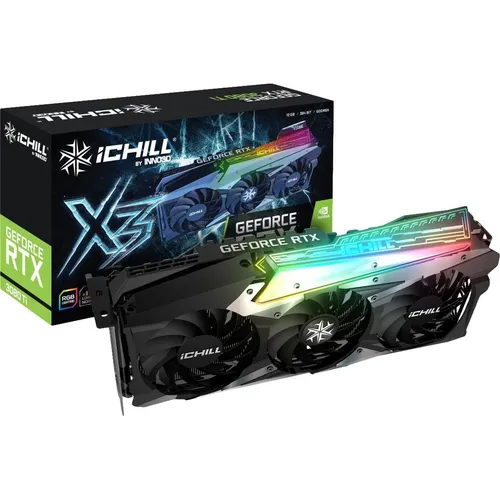 Inno3D GeForce RTX 3080 Ti iChill X3 - Hochleistungs-Grafikkarte - Grafikkarten mit 12 GB GDDR6X, 3-Slot-Lüfterkühlung und Unterstützung für Real-Time Ray Tracing, ideal für Gaming in 4K und kreative Anwendungen.